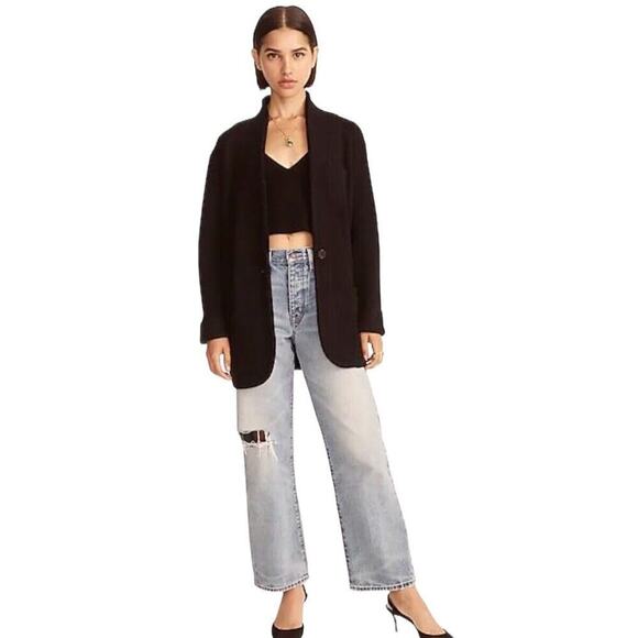 J.Crew Cocoon Sweater Blazer Jacket Women S Black Single Breasted Wool Alpaca - Picture 16 of 16